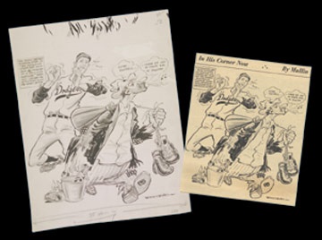 Jackie Robinson & Brooklyn Dodgers - 1953 Willard Mullin Brooklyn Bum Original Art