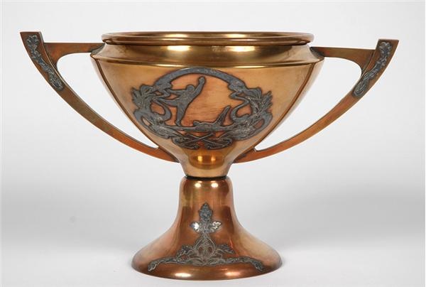 - Beautiful 1911 Copper and Silver Baseball Trophy Cup