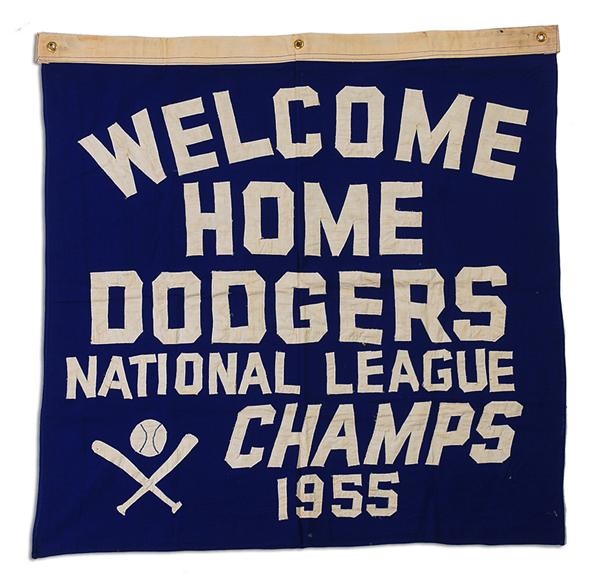 Jackie Robinson & Brooklyn Dodgers - 1955 Welcome Home Dodgers National League Champions Banner