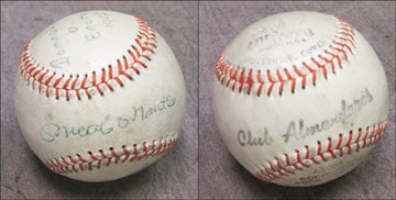 - 1957 Mickey Mantle Single Signed Baseball from Cuba