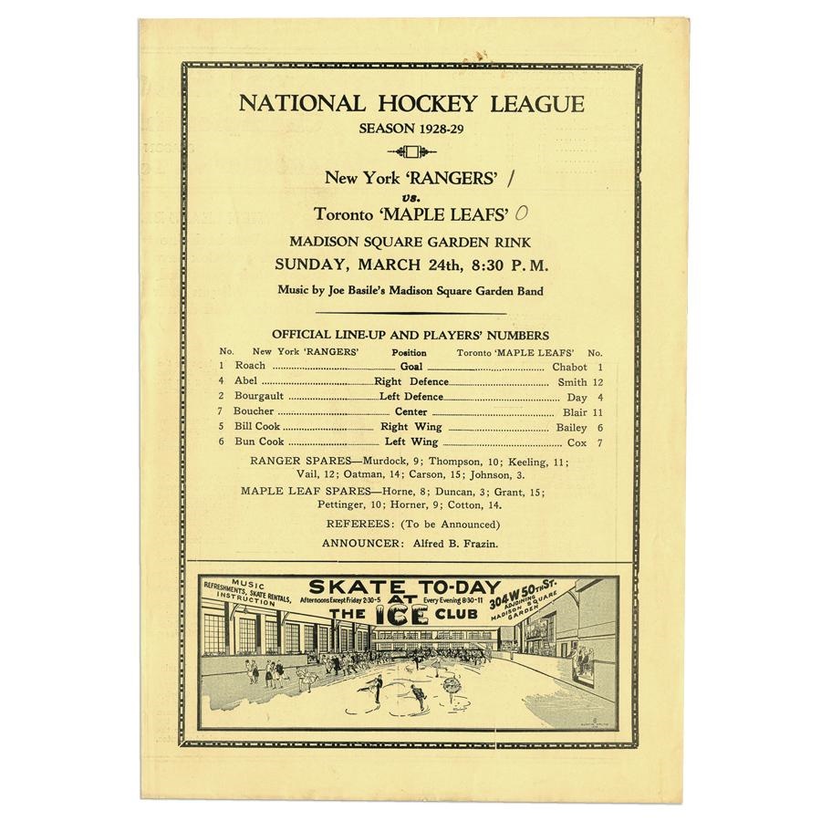 Hockey - 1929 Stanley Cup Play-Offs Program