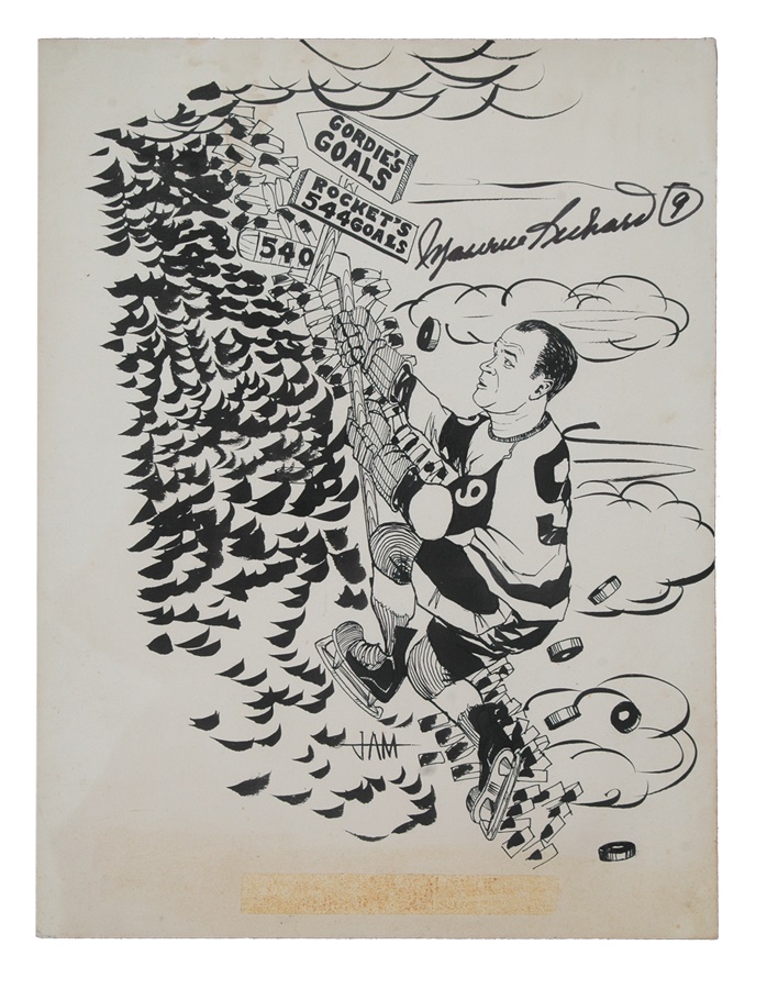 Hockey - 1963 Gordie Howe Climbing Rocket Original Art (Signed by Richard)