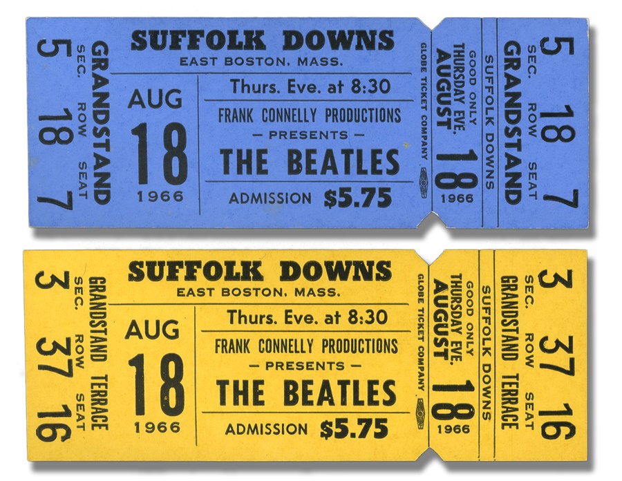 Rock 'n'  Roll - Two Beatles Suffolk Downs Unused Tickets