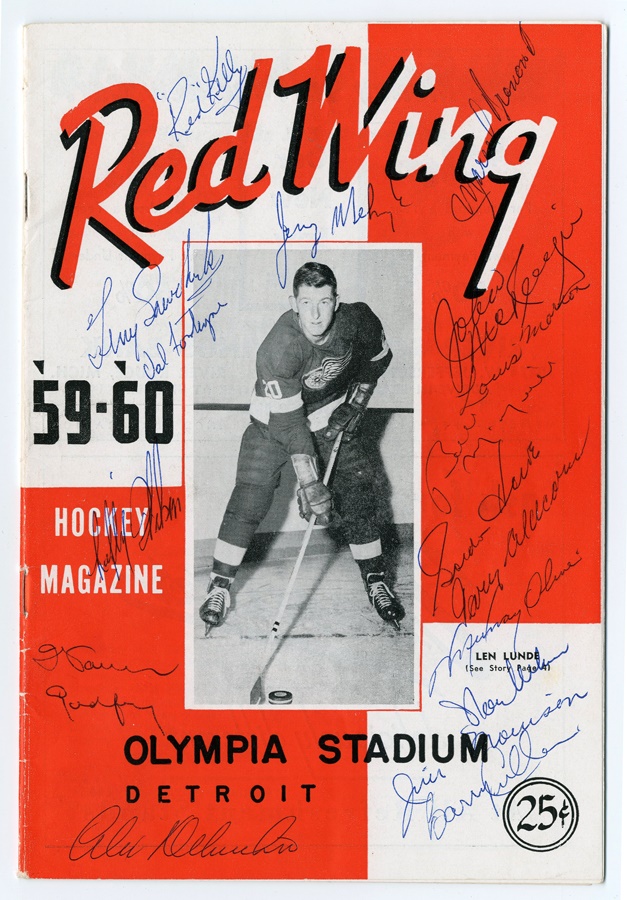 Hockey - 1959-60 Detroit Red Wings Signed Program with Sawchuk