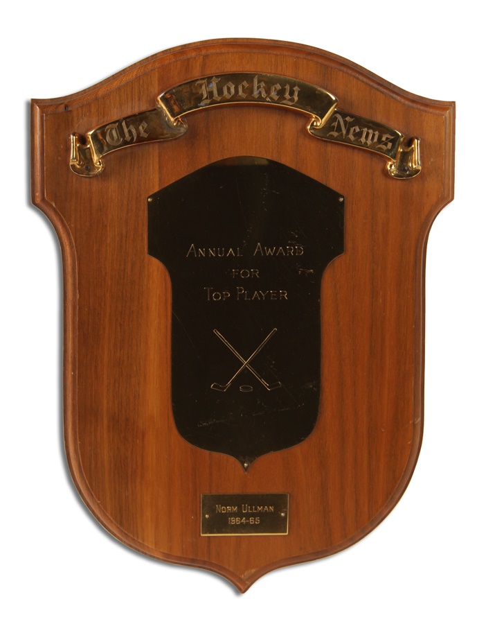Hockey - 1964-65 Norm Ullman Top Hockey Player Award Plaque
