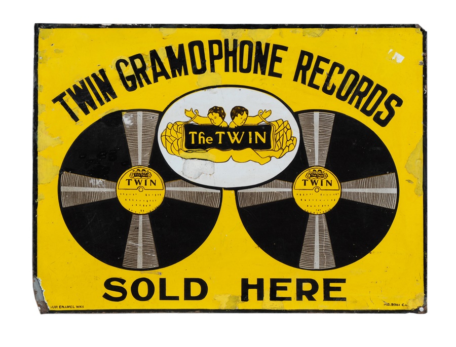 Rock 'n'  Roll - Twin Gramophone Records Porcelain Sign