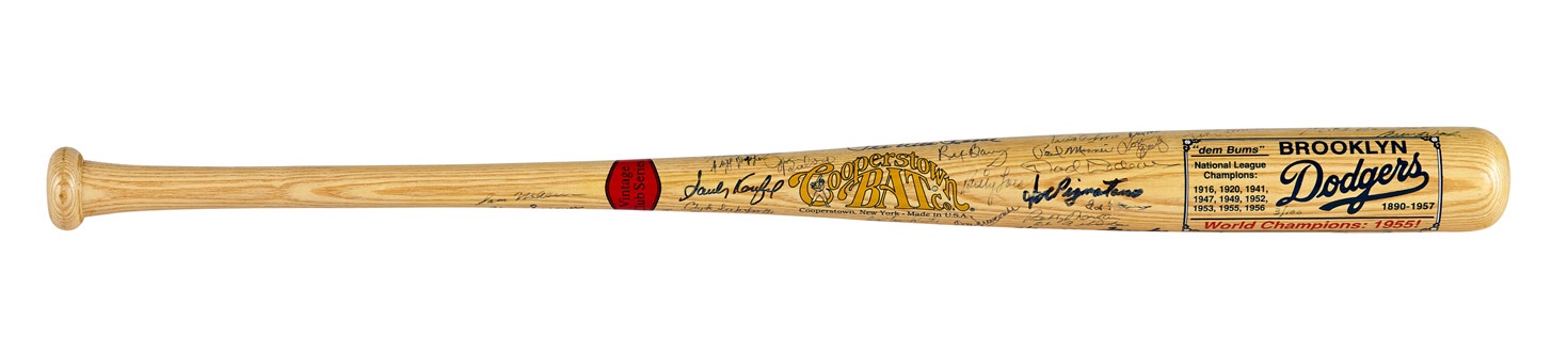 Jackie Robinson & Brooklyn Dodgers - Fantastic Brooklyn Dodgers Signed Bat (70+)
