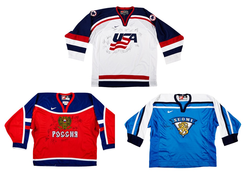 Hockey - 2002 Olympic Winter Games Team USA, Russia & Finland Signed Jersey Collection (3)