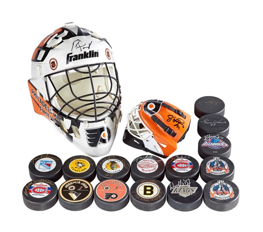 Hockey - Signed Hockey Collection Including Full-Size Bernie Parent Helmet & Gretzky UDA (20)