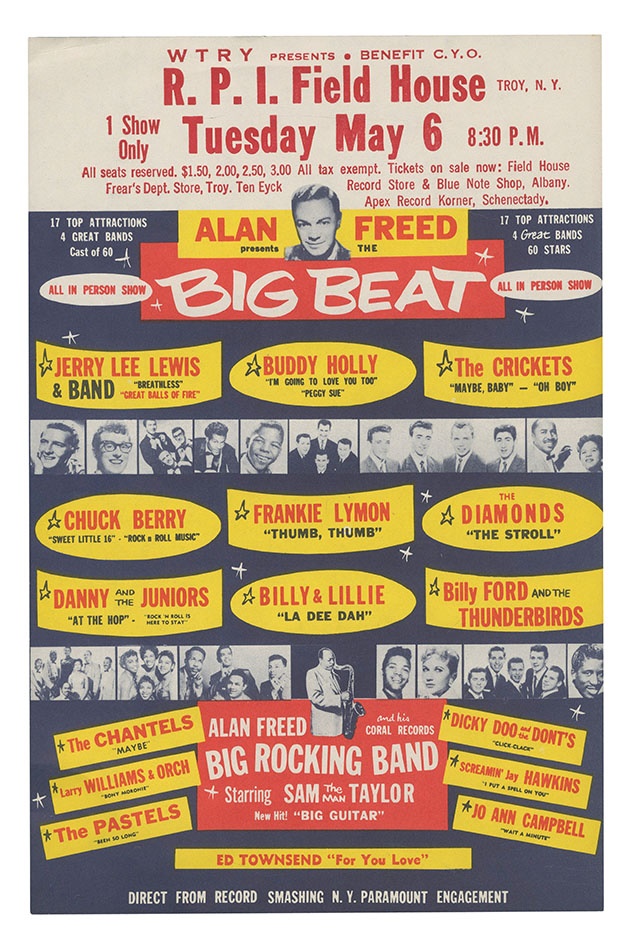 - 1958 Alan Freed "Big Beat" Handbill with Buddy Holly