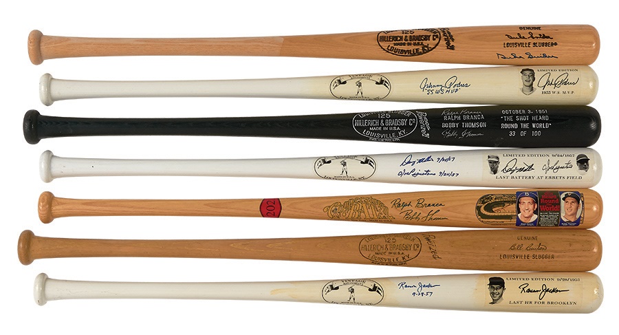 Jackie Robinson & Brooklyn Dodgers - Brooklyn Dodger Related Autographed Bat Collection (6)