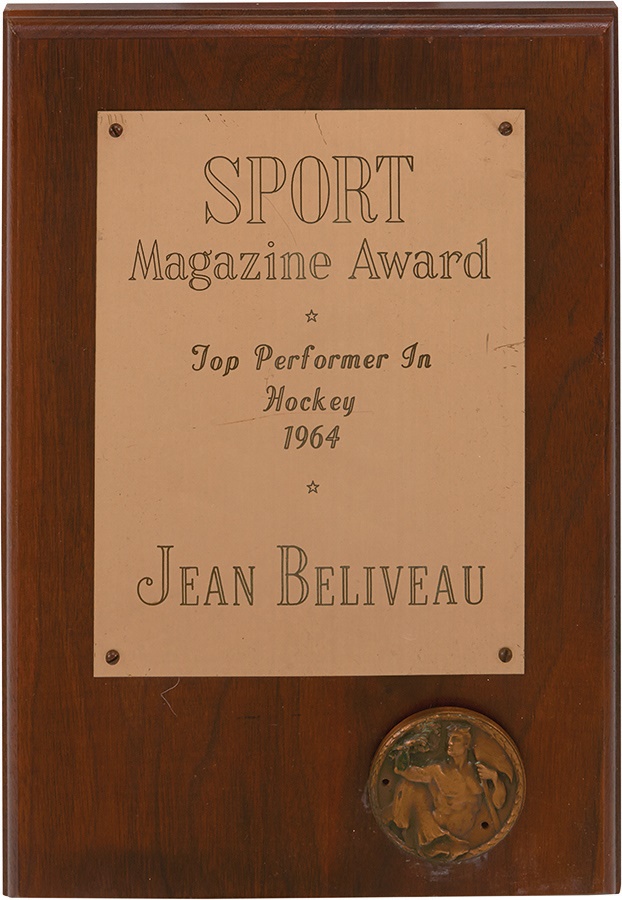 Hockey - 1964 Jean Beliveau Top Performer In Hockey Award