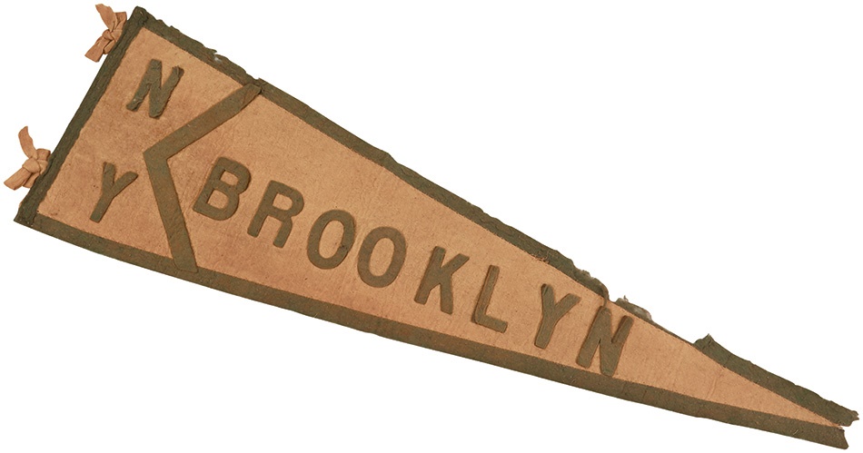 Jackie Robinson & Brooklyn Dodgers - Circa 1910 Brooklyn Dodgers Baseball (?) Pennant (ex-Sal Larocca)