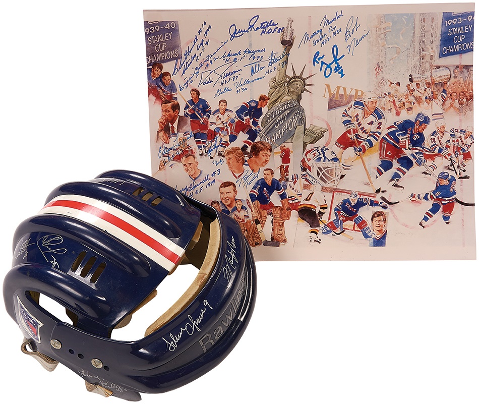 Hockey - 1994 New York Rangers Signed Helmet and Print
