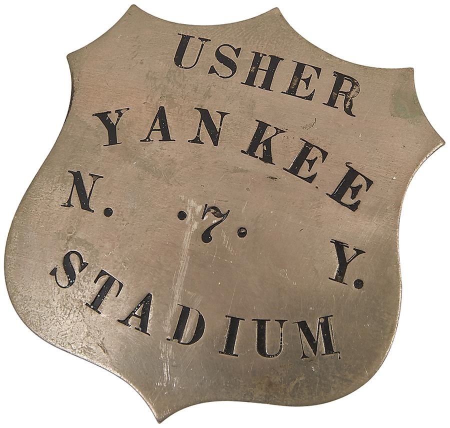 Stadium Artifacts - Circa 1923 Yankee Stadium Usher's Badge