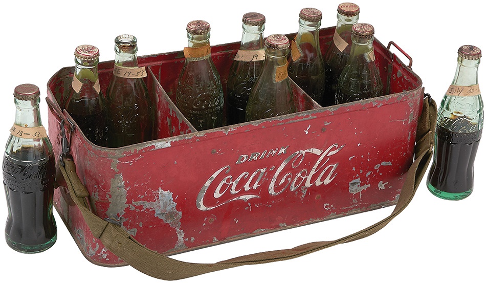 Stadium Artifacts - 1950s Coca Cola Stadium Vendor With Unopened Bottles