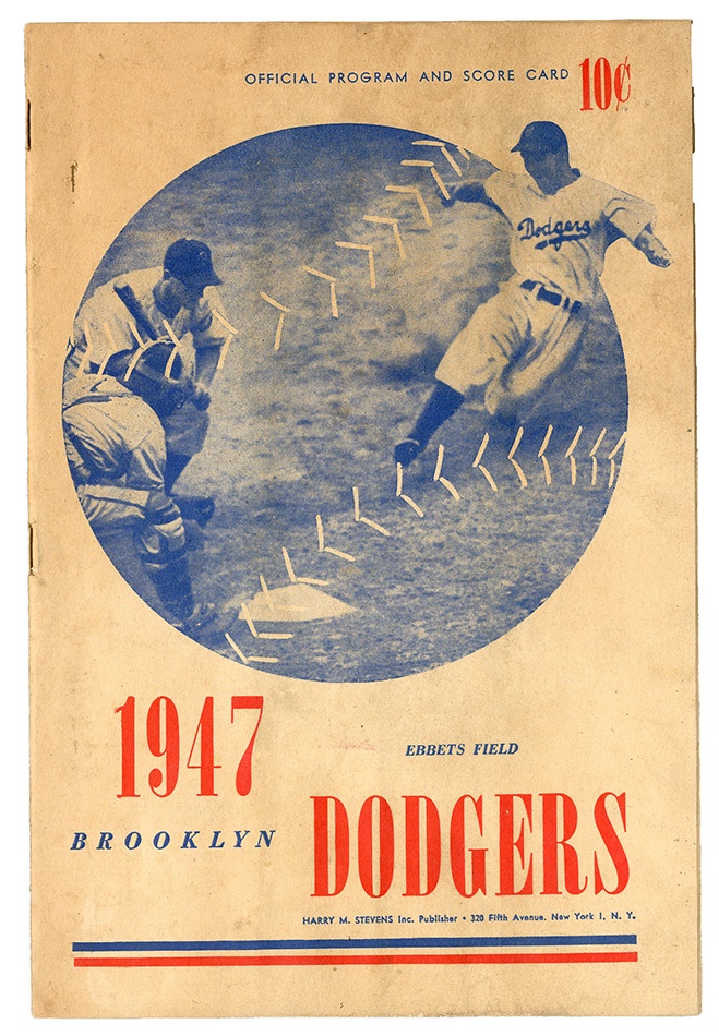 Jackie Robinson & Brooklyn Dodgers - Jackie Robinson's Real First Game in Brooklyn April 11, 1947 Program