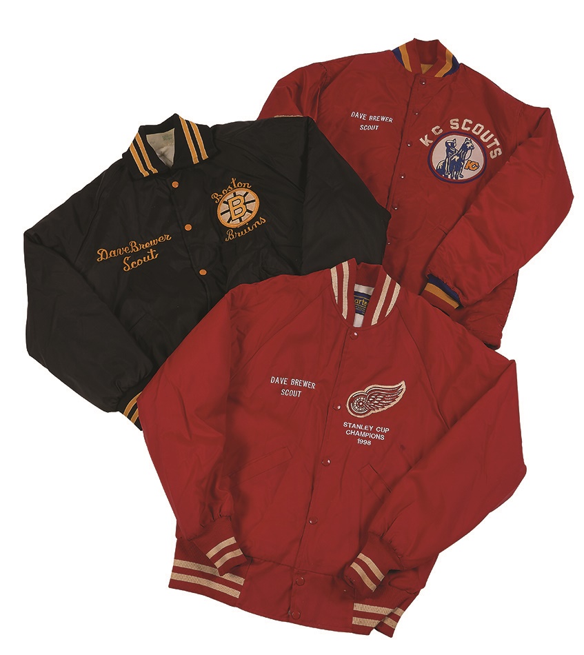 Hockey - Dave Brewer Jacket Collection Including KC Scouts, Bruins & Red Wings