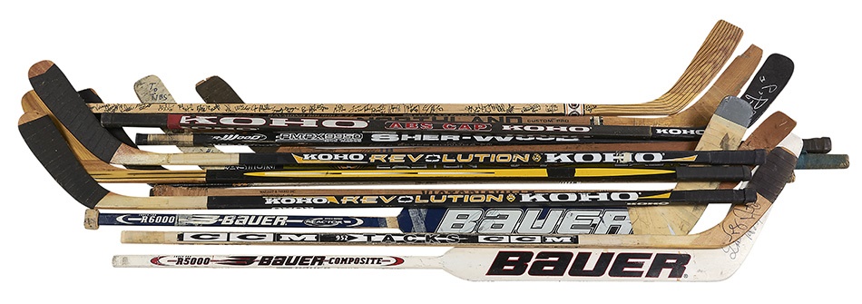 Hockey - Game Used Hockey Stick Collection with Three Mario Lemieux (14 Total)