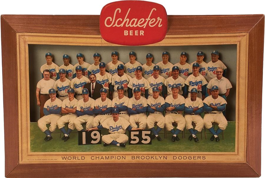 Jackie Robinson & Brooklyn Dodgers - 1955 Brooklyn Dodgers Schaefer Beer Advertising Display