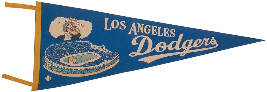 Jackie Robinson & Brooklyn Dodgers - Circa 1958 Los Angeles Dodgers Pennant with Bum