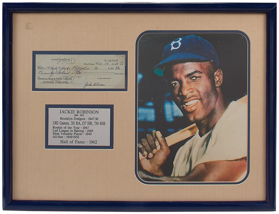 Jackie Robinson & Brooklyn Dodgers - 1948 Jackie Robinson Signed Check Display