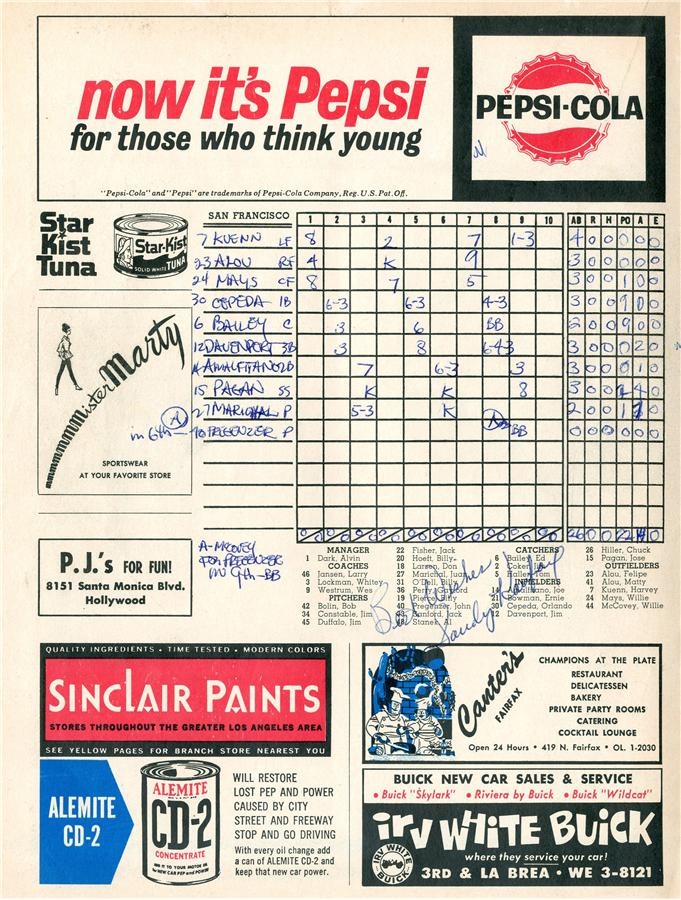Jackie Robinson & Brooklyn Dodgers - 1963 Sandy Koufax and 1968 Don Drysdale Signed Los Angeles Dodgers Scorecards