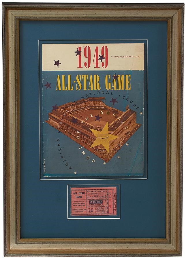 Jackie Robinson & Brooklyn Dodgers - 1949 All Star Game Program & Ticket at Ebbets Field