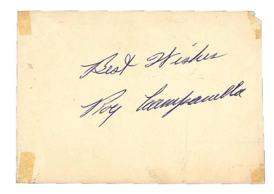 Jackie Robinson & Brooklyn Dodgers - Roy Campanella Signed Government Postcard