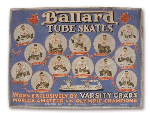 Hockey - 1928 Toronto Varsity Grads Olympic Champions Advertising Sign (22x29”)