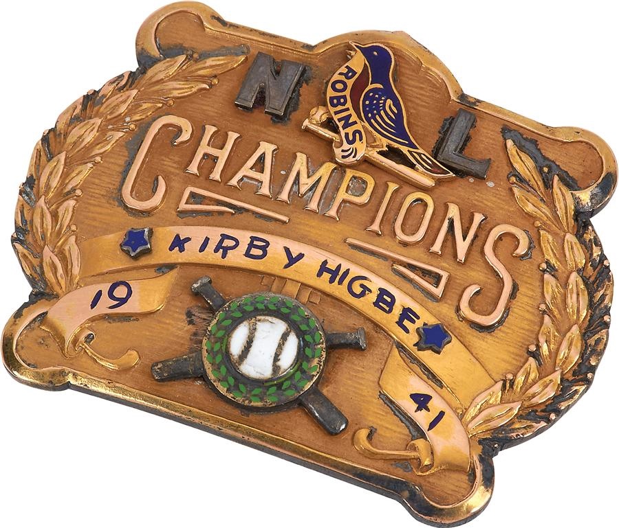Jackie Robinson & Brooklyn Dodgers - 1941 Kirby Higbe Brooklyn Dodgers National League Champions Award