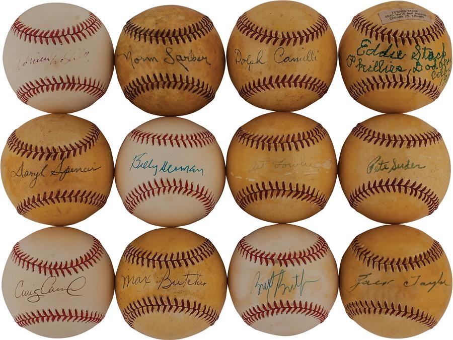 Jackie Robinson & Brooklyn Dodgers - Dodgers Single Signed Baseballs with Rarities (12)