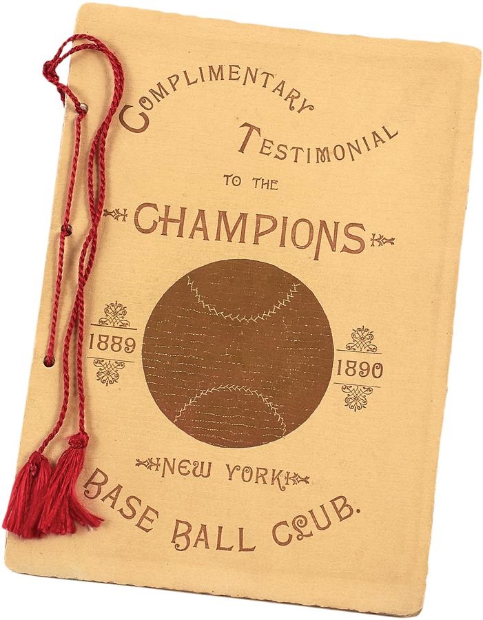 Stadium Artifacts - High Grade 1889-90 New York Base Ball Club Testimonal Dinner Program/Yearbook