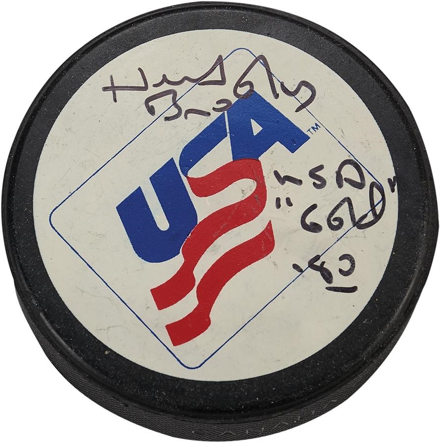 Hockey - Herb Brooks Signed USA Puck