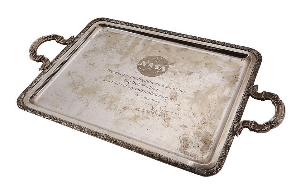 - 1970s Silver Tray Presented by the First Man to Walk on the Moon, Astronaut Neil Armstrong, to the Cincinnati Reds