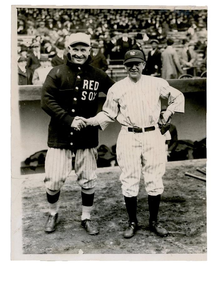 - 1923 Frank Chance & Miller Huggins Type I Photo from Yankee Stadium Dedication