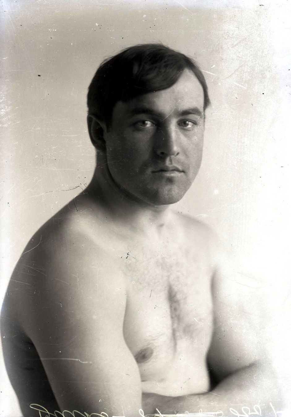 Dana Collection Of Important Boxing Negatives - 1907 Tommy Burns "Only Canadian World Heavyweight Champion" Type I Glass Plate Negative by Dana Studio