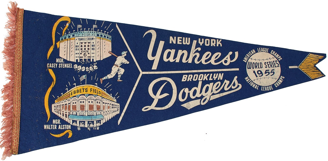 Jackie Robinson & Brooklyn Dodgers - Spectacular 1955 World Series Pennant