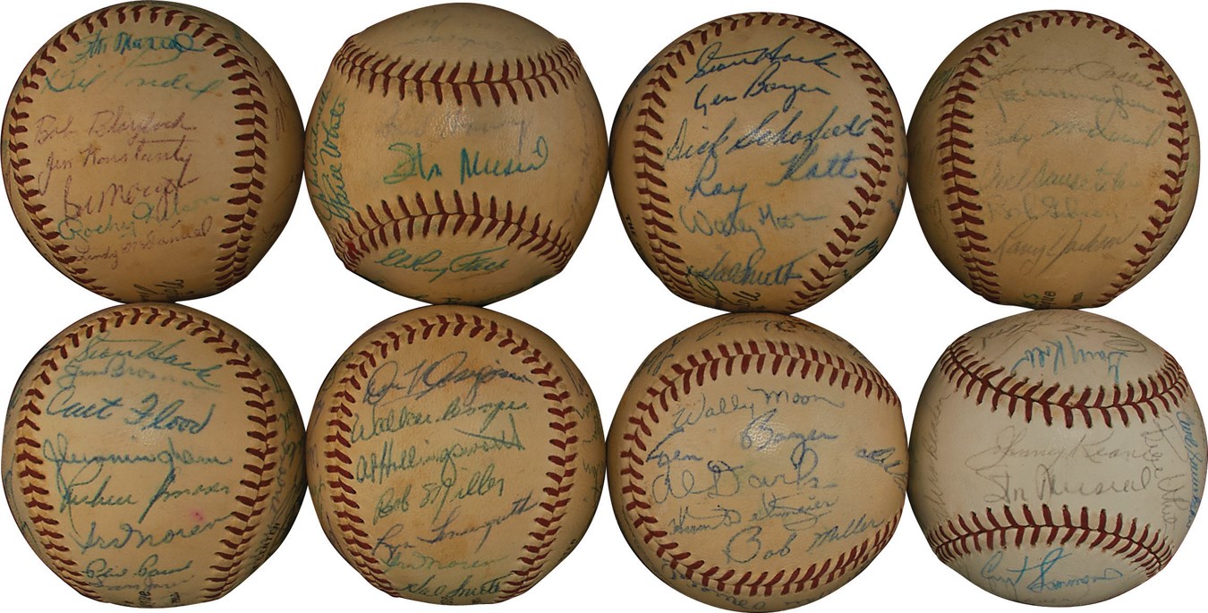 - 1956-63 St. Louis Cardinals Team-Signed Baseballs from MLer Hal R. Smith (8)