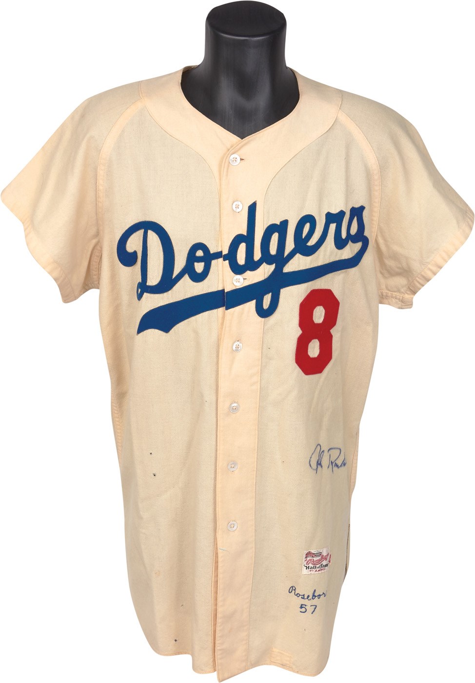 Jackie Robinson & Brooklyn Dodgers - 1957 John Roseboro Brooklyn Dodgers Game Worn Jersey - Last Year Ebbets Field