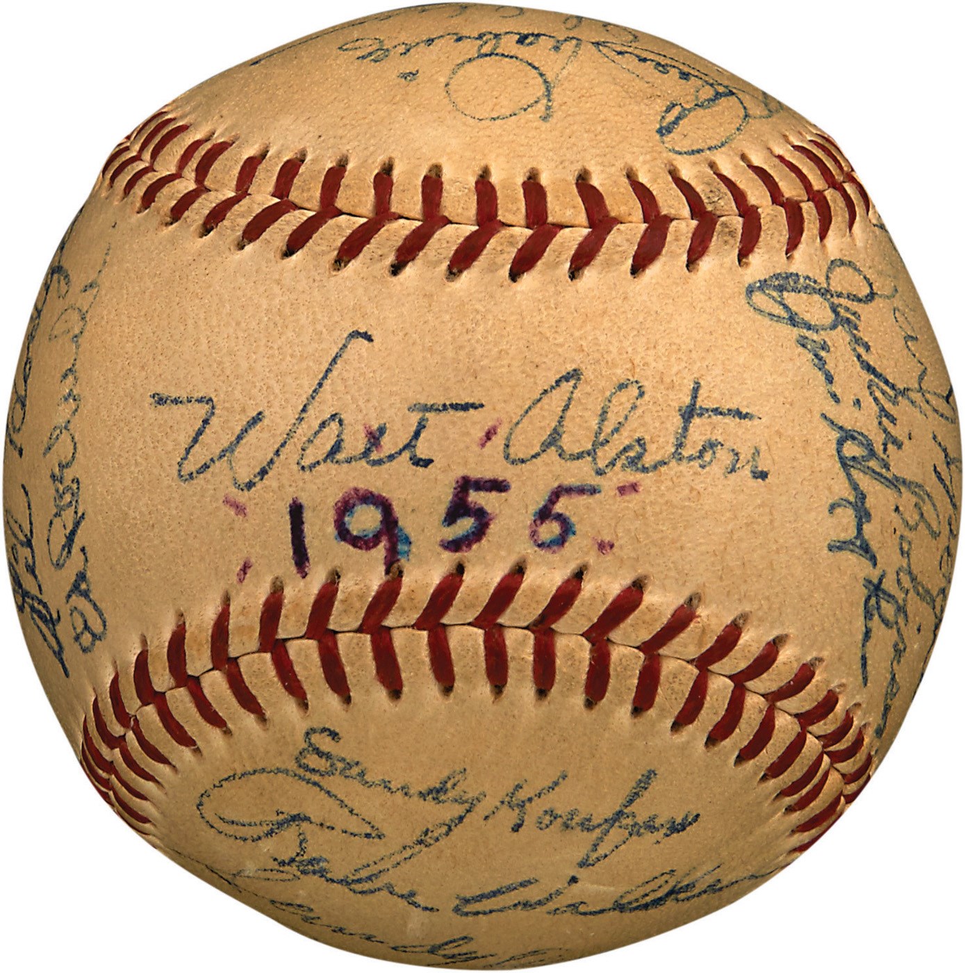 Jackie Robinson & Brooklyn Dodgers - Beautiful 1955 Brooklyn Dodgers Team-Signed Baseball (PSA)