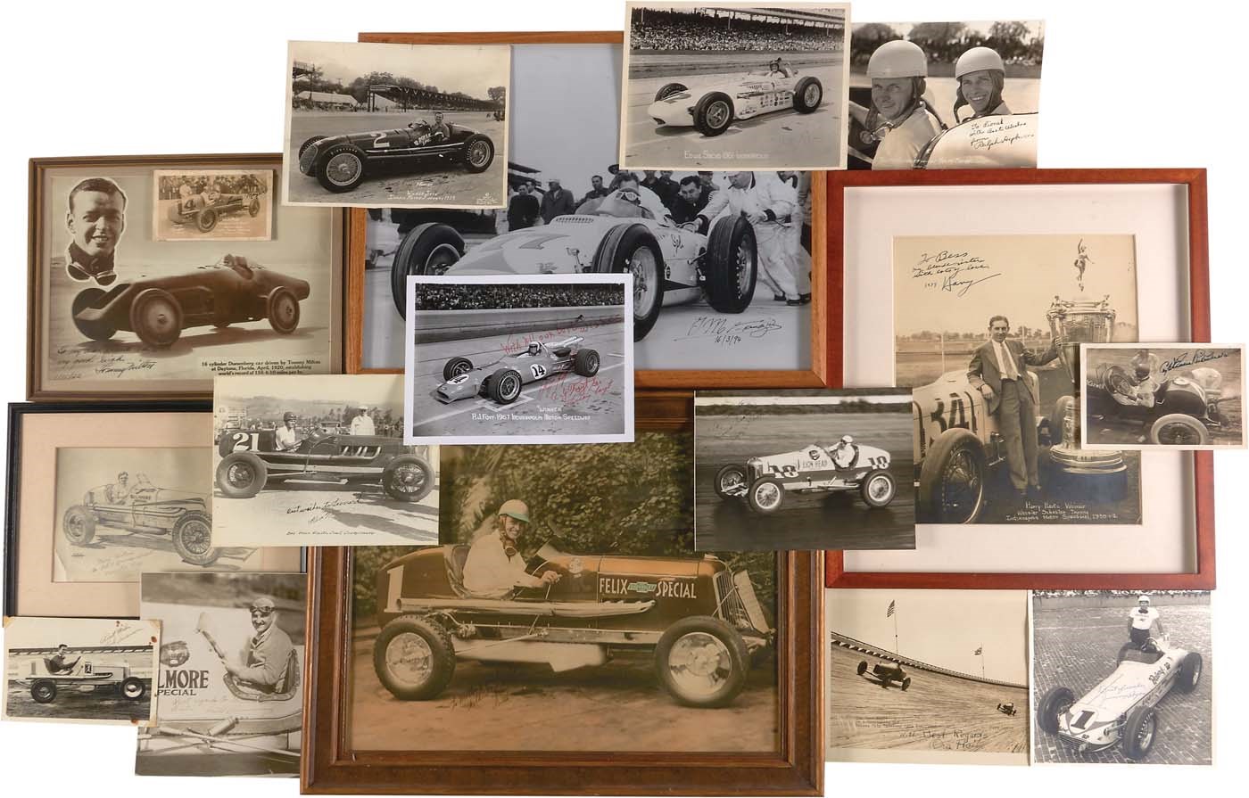 Kubina And The Mick - 1910s-60s Early Auto Racing Legends Signed Vintage Photograph Collection (40+)