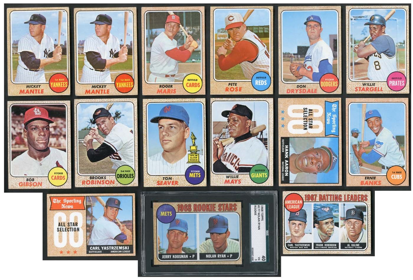 - 1968 Topps Collection of 800+ LOADED with Stars including Ryan and Bench Rookies plus Mantle!