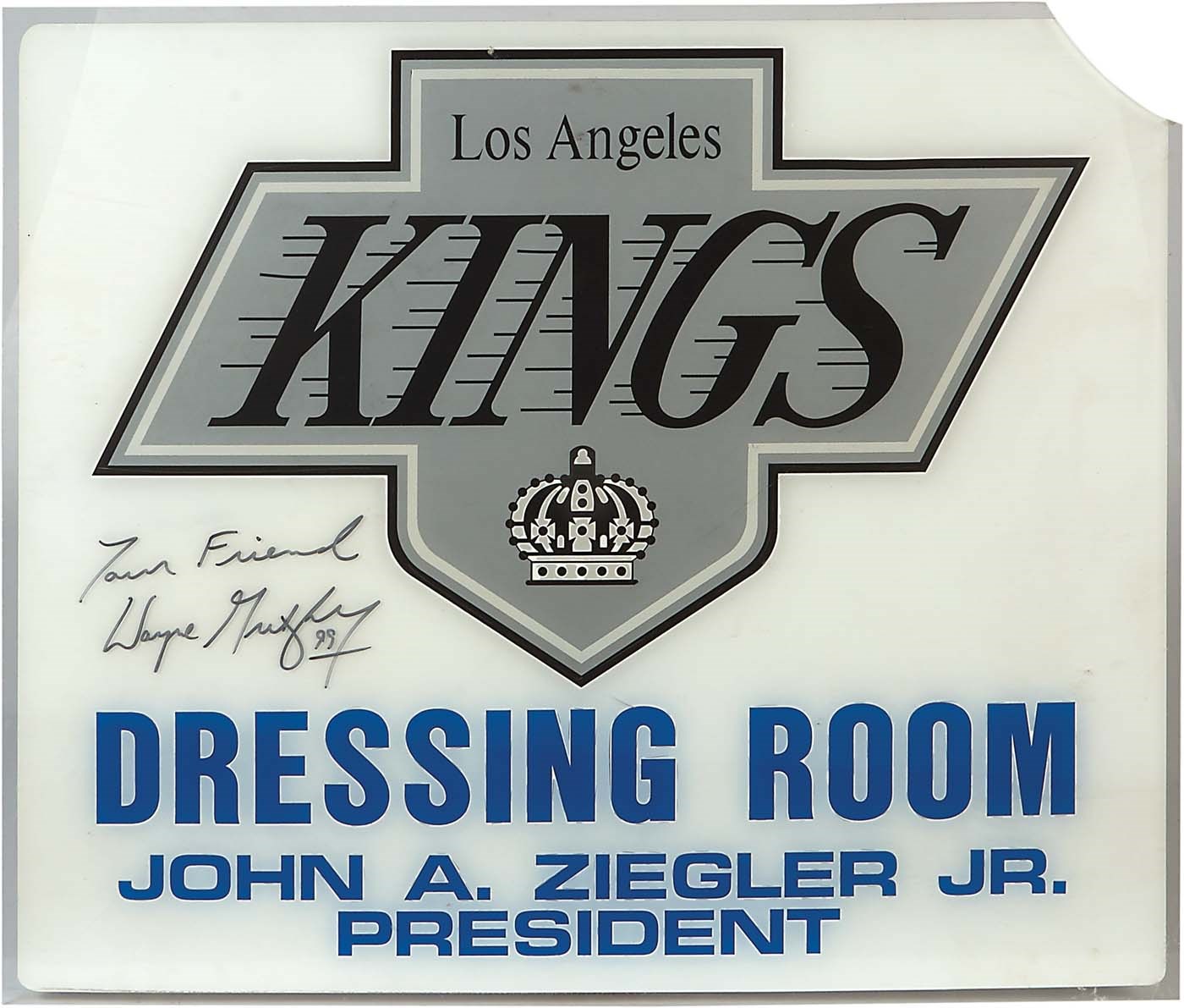 Hockey - Los Angeles Kings Dressing Room Sign Autographed by Wayne Gretzky