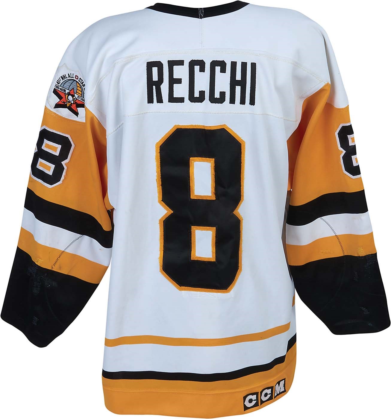 Hockey - 1989-90 Mark Recchi Game Worn Pittsburgh Penguins Rookie Jersey w/All-Star Patch & 26 Team Repairs