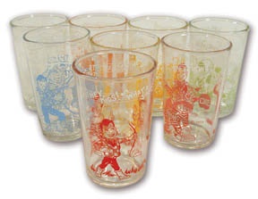- Eight 1952-53 Welch’s Howdy Doody Glasses