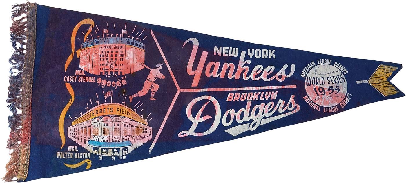 Jackie Robinson & Brooklyn Dodgers - 1955 Yankees vs. Dodgers World Series Pennant