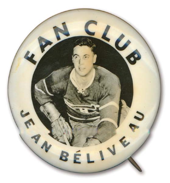 Hockey - 1950’s Jean Beliveau Fan Club Button (1 1/4”)