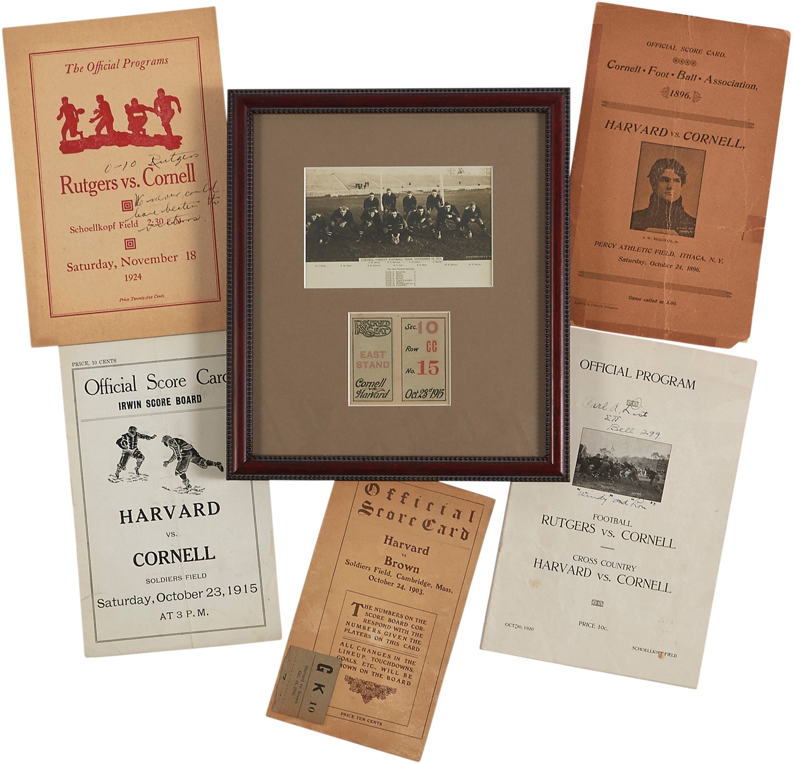 - 1896-1924 Harvard, Cornell & Brown College Football Programs and Tickets (7)