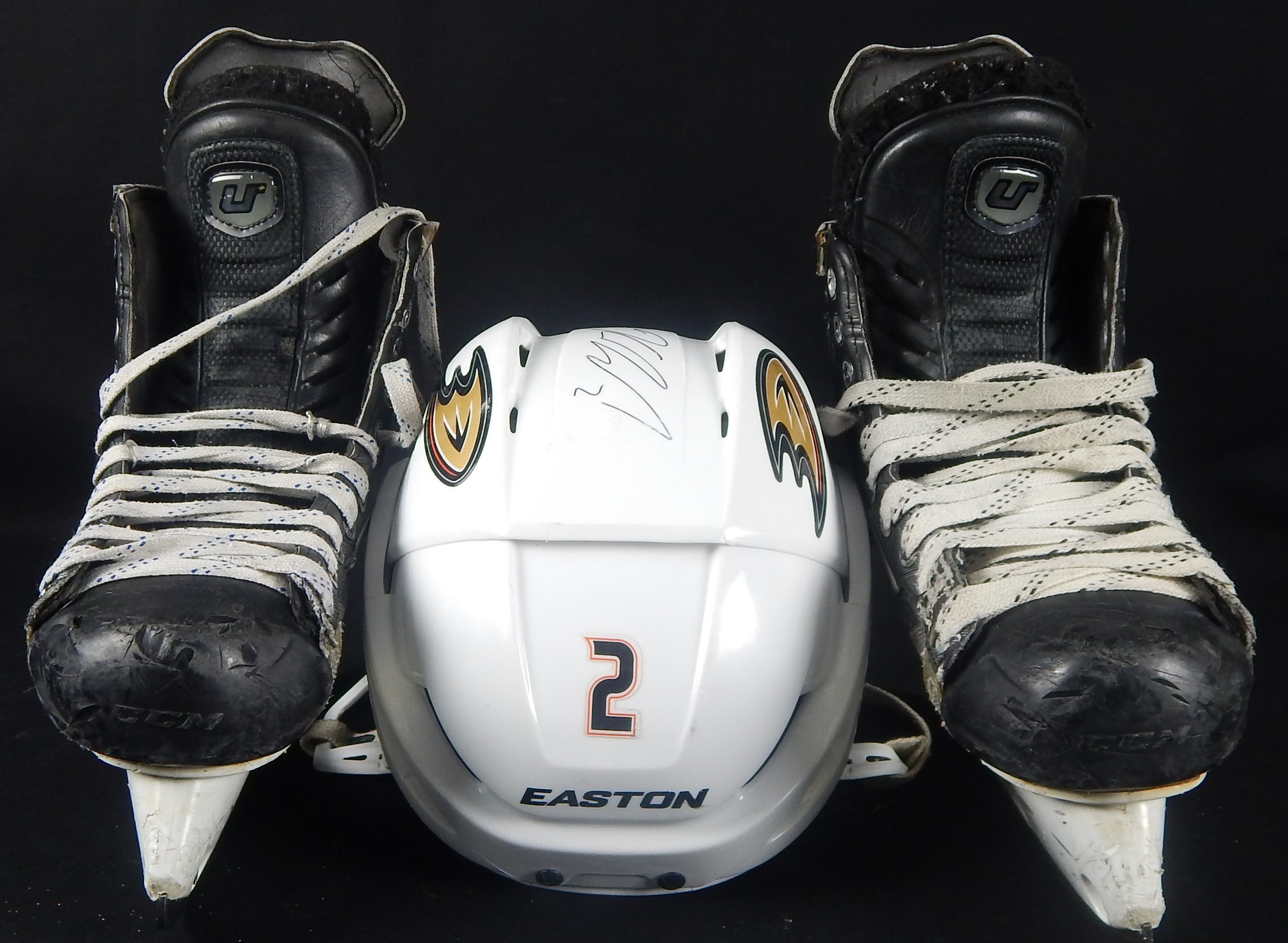 - Circa 2015-16 Anaheim Ducks Kevin Bieska Game Worn/Signed Helmet and Game Used Skates